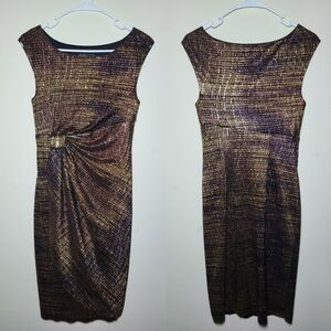 Dressbarn Collection|Metallic Gold Sleeveless Evening Dress, 6